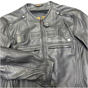ICON Motorhead Asphalt Technologies Leather Motorcycle Jacket Men's Medium